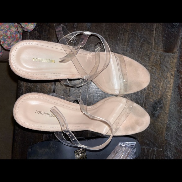 2 PAIR of Pretty little thing black and beige heals only used 2 times. - Picture 3 of 4